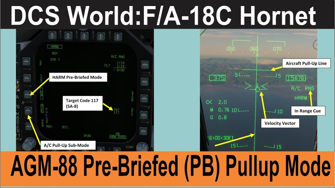 DCS World:F/A-18C Hornet | AGM-88 Pre-Briefed (PB) Pullup Mode “HRM” /PT-BR_VÍDEO 2094