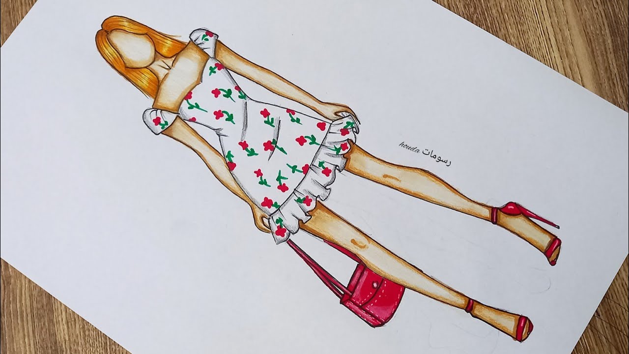 رسم فستان صيفي سهل/Learn to draw an easy summer dress