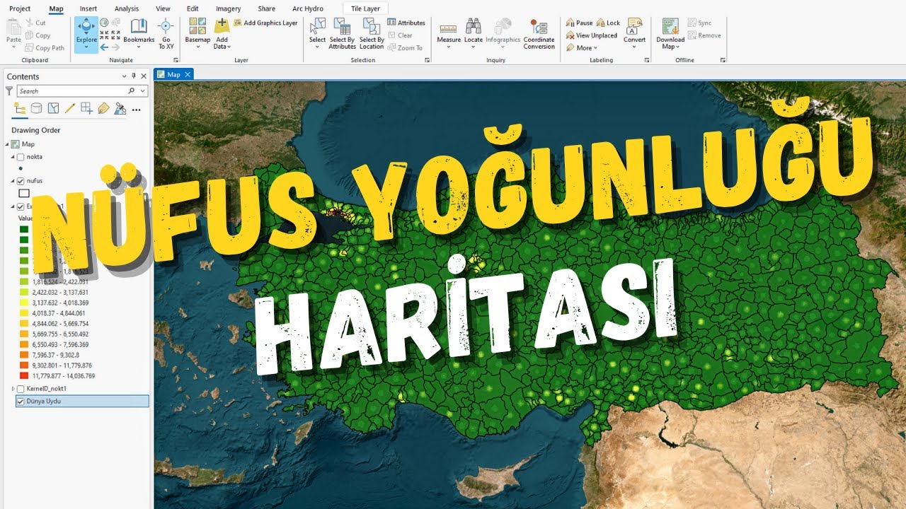 Nüfus Yoğunluk Haritası Oluşturma / Kernel Density / Arcgis Pro