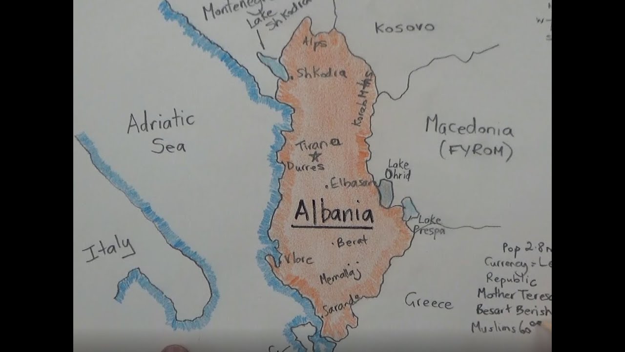 ASMR - Drawing a Map of Albania - Australian Accent - Chewing Gum & Describing in a Quiet Whisper