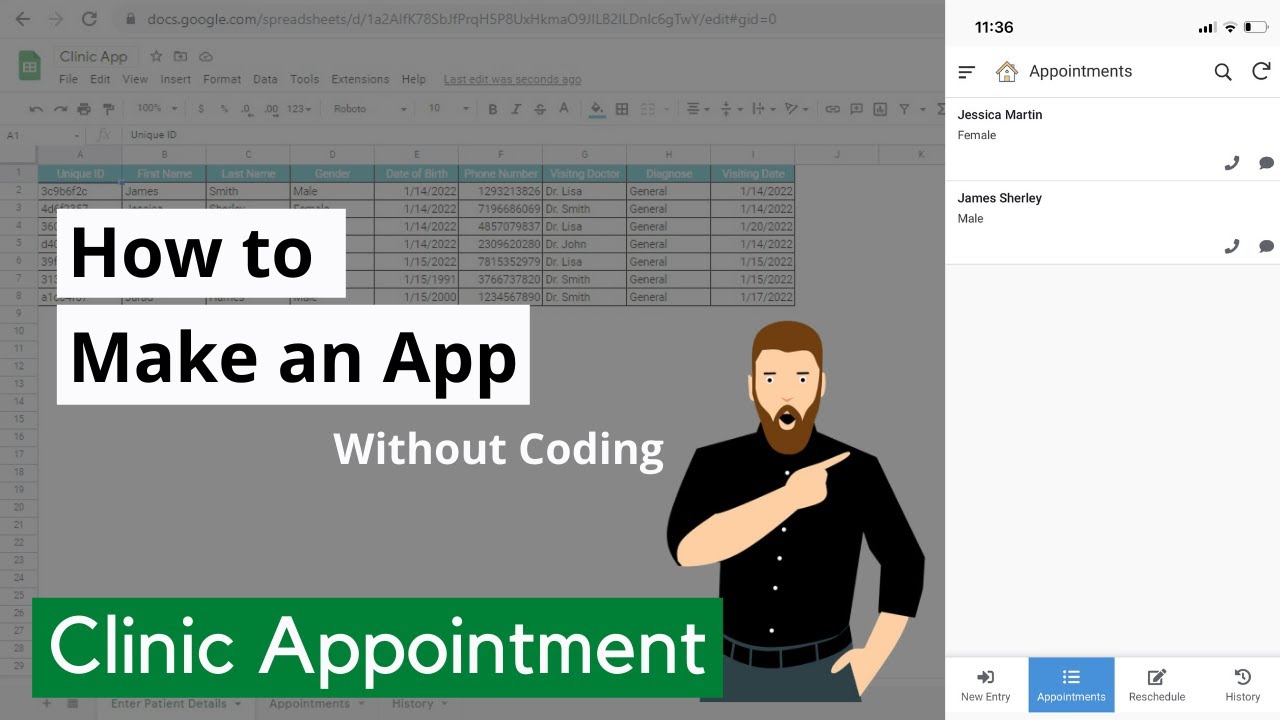 How to Make an App for Free Without any Coding - Appsheet Tutorial For Beginner | Clinic Appointment