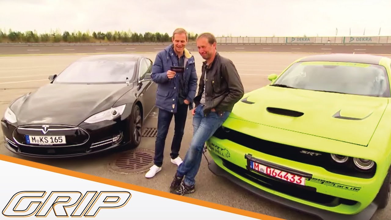 Kann sich das Elektroauto durchsetzen? |  Hellcat vs. Model S | GRIP