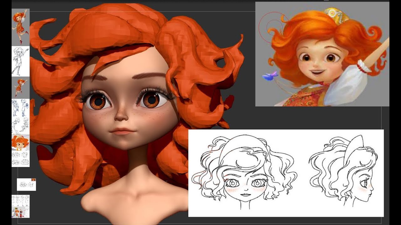 making off 3d cartoon girl character Varvara