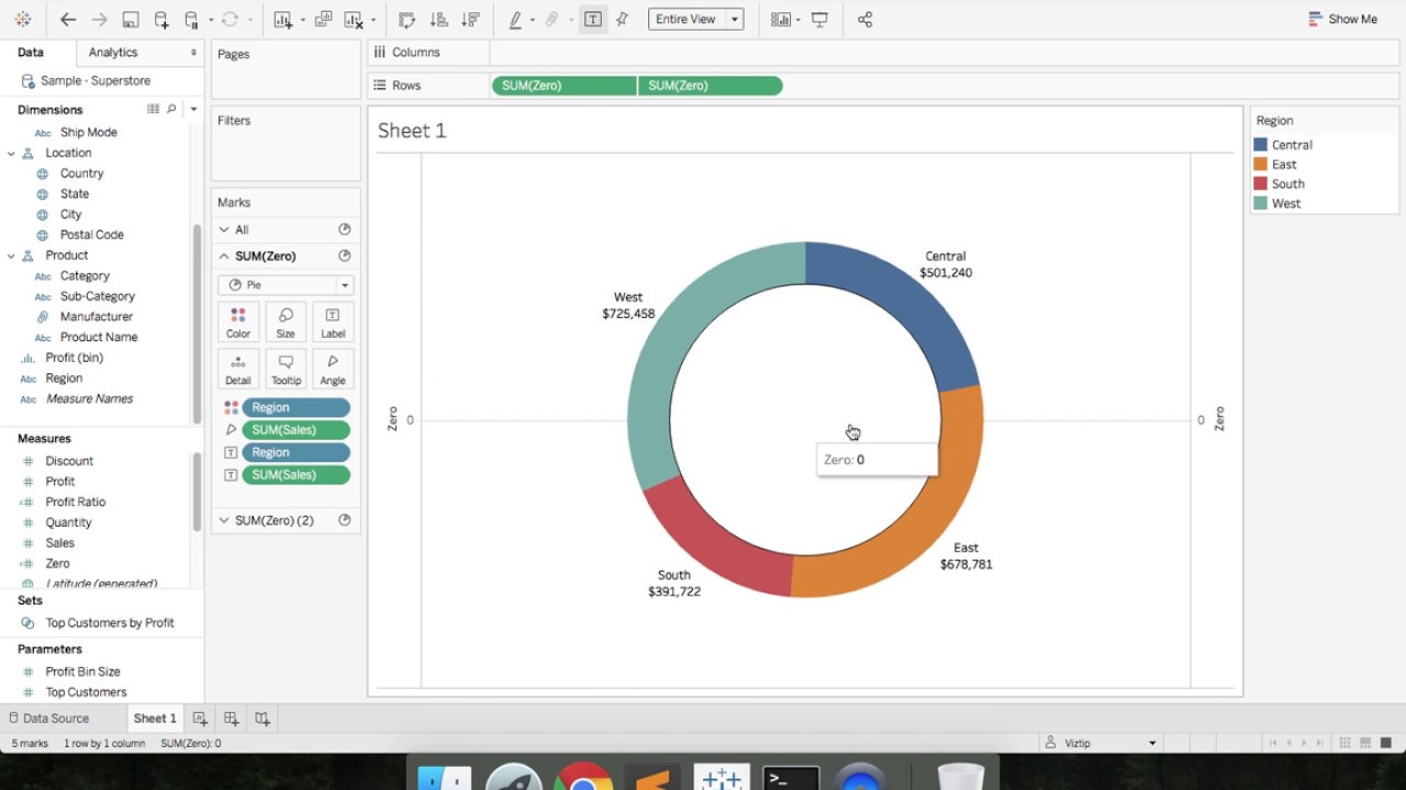 Учебное пособие по Tableau — кольцевые диаграммы