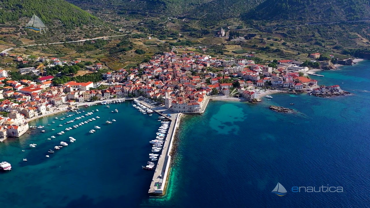 Port Komiza, island Vis (Croatia) - aerial video shot