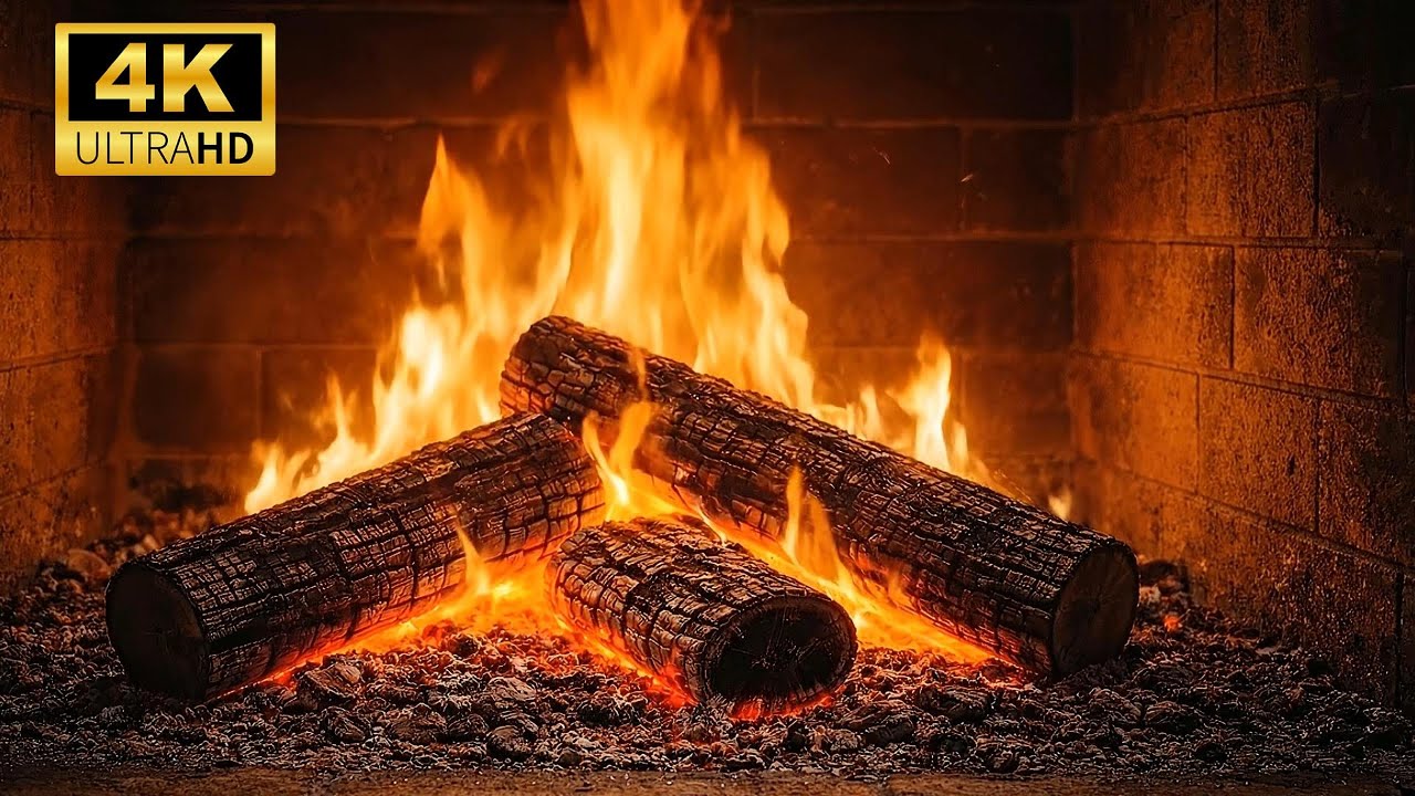 🔥 Cozy Crackling Fireplace with Burning Logs and Crackling Fire Sounds for Peaceful Sleep