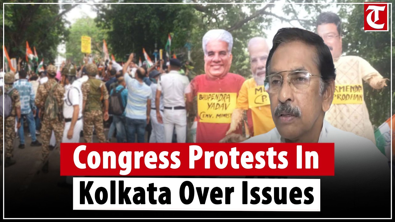 WB Congress protests in Kolkata over eviction drive, paper leak, seeks Dharmendra Pradhan exit