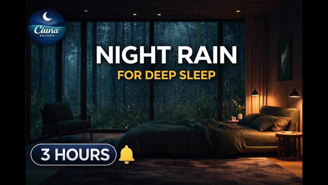 3 Hours of Night Rain 🌙 | Deep Sleep Sounds for Relaxation & Calm