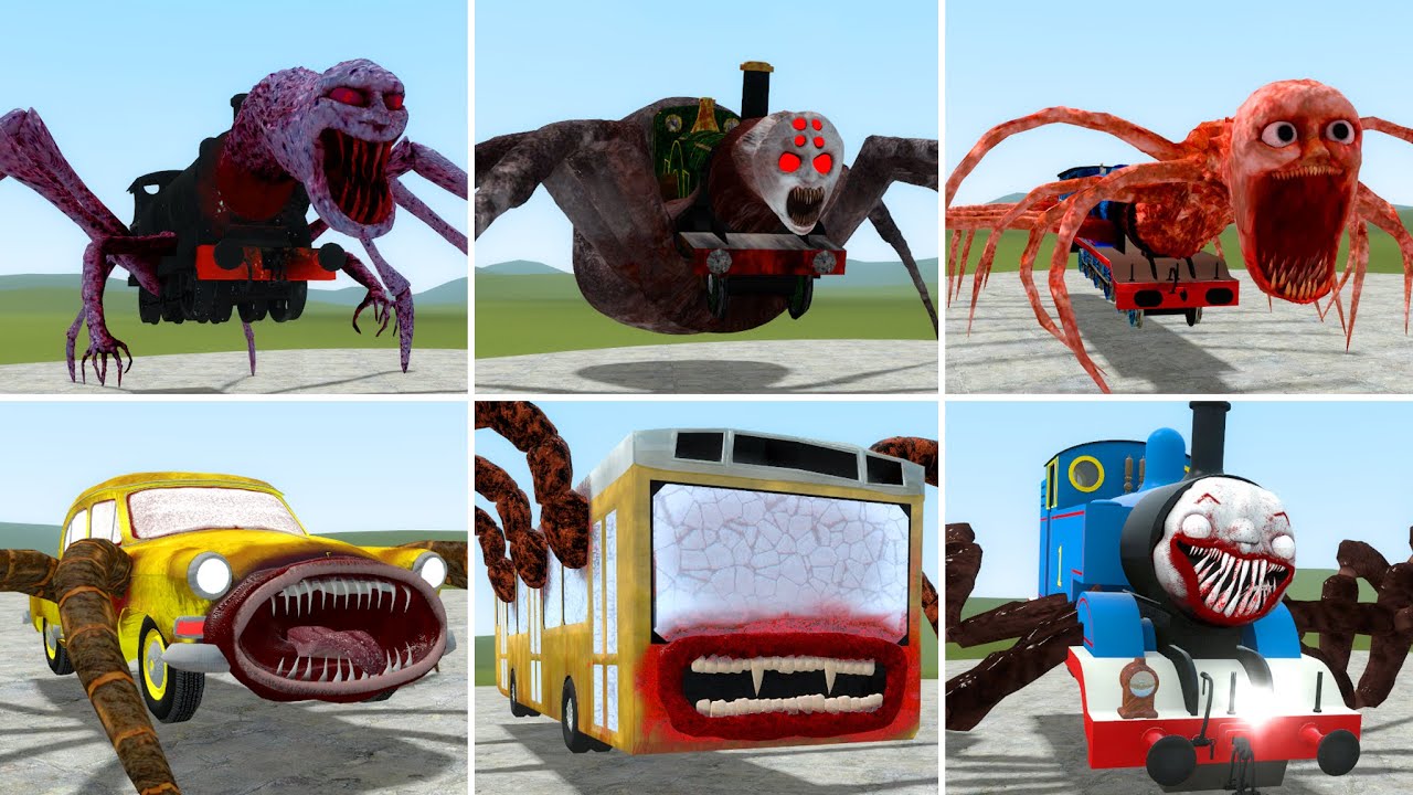 Cursed Douglas Train vs Emily Train vs Car Eater vs Bus Eater vs Choo Choo Thomas in Garry's Mod