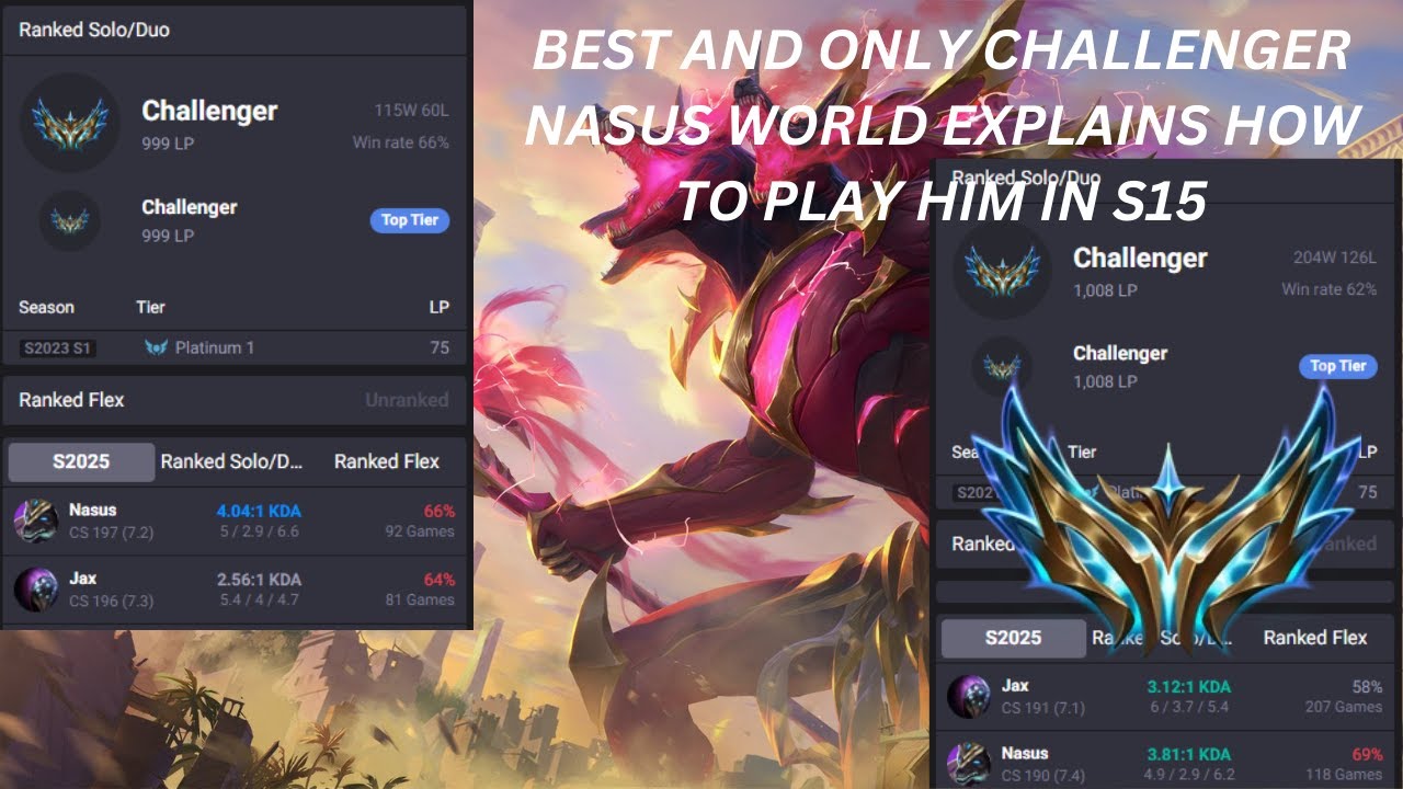 70% wr 1000 lp only Challenger Nasus player in the world explains s15