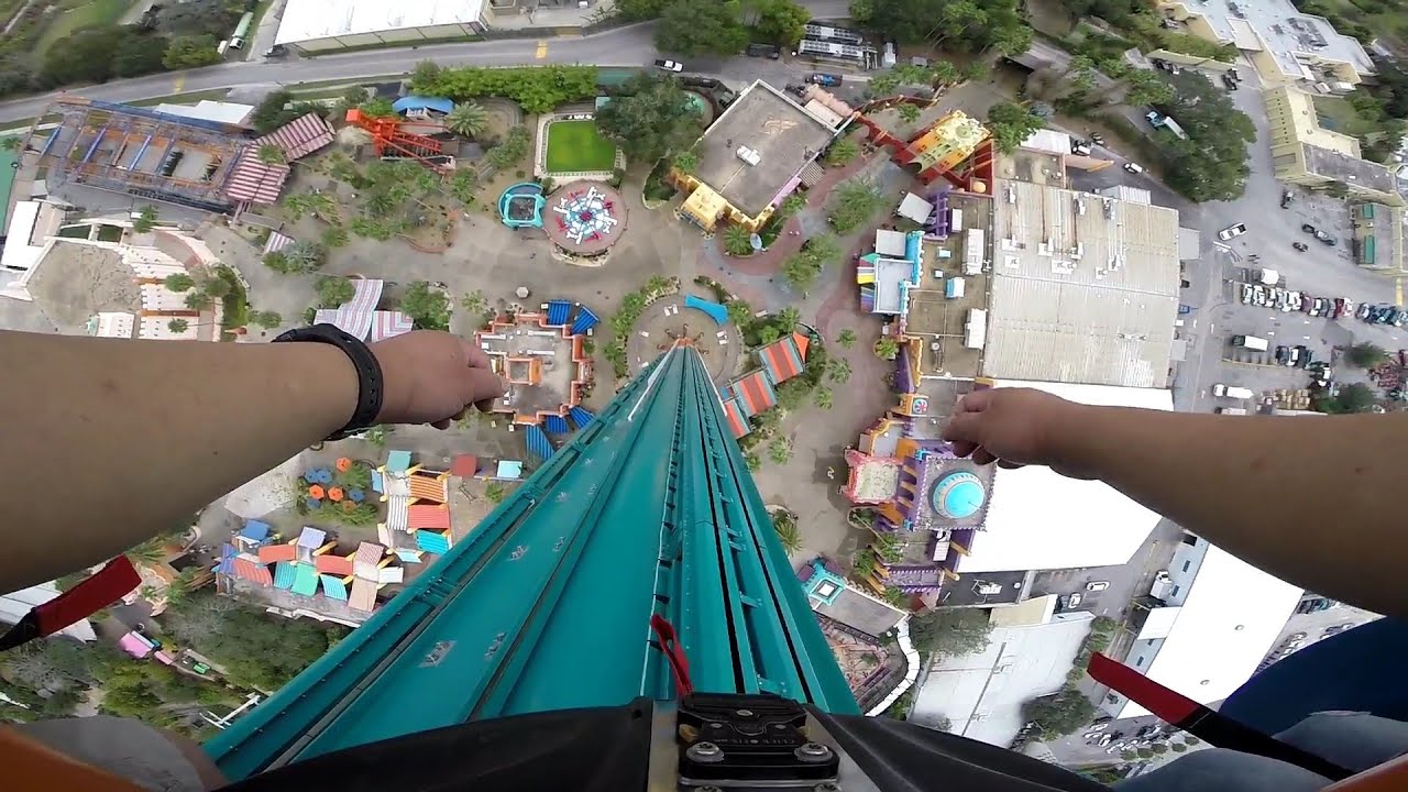 Falcon's Fury 335 футов, падение с вышки OnRide POV, Буш Гарденс, Тампа