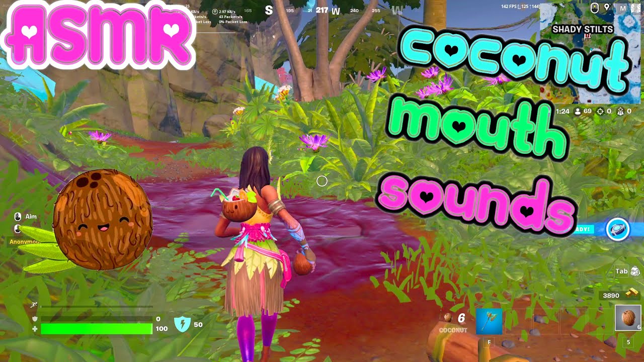 ASMR Gaming 🍀 Fortnite Relaxing Coconut Mouth Sounds #8 🥥 Whispering Repetitive Trigger Words 💤