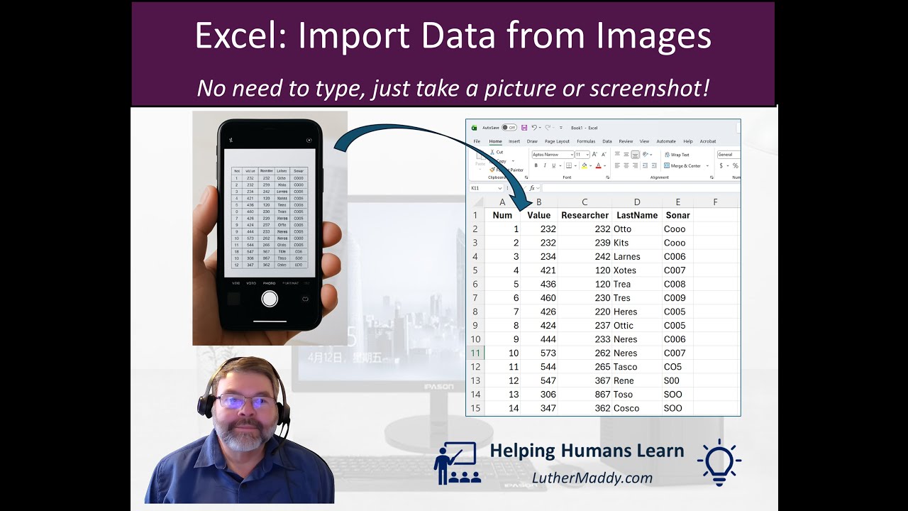 MS Excel: Save time by importing numeric and text data directly from pictures and screenshots