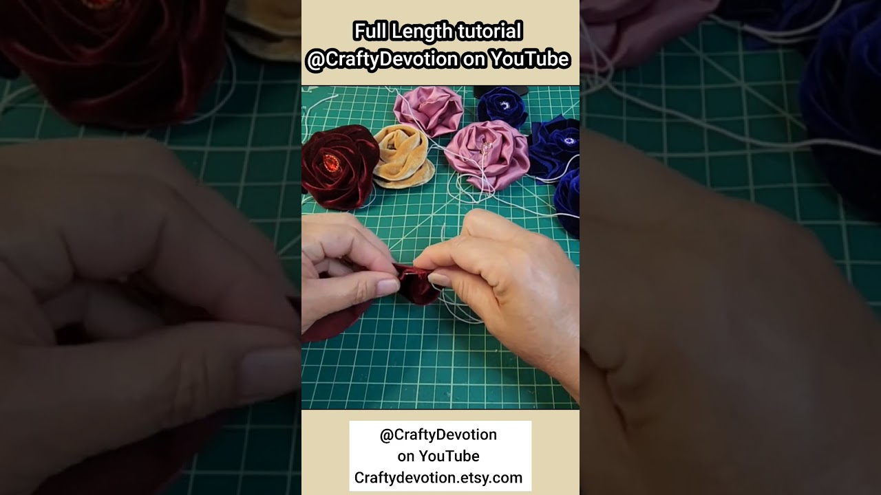 Velvet Rose Tutorial, How to fabric rose. Full Tutorial @CraftyDevotion #shabby #fabricflowers