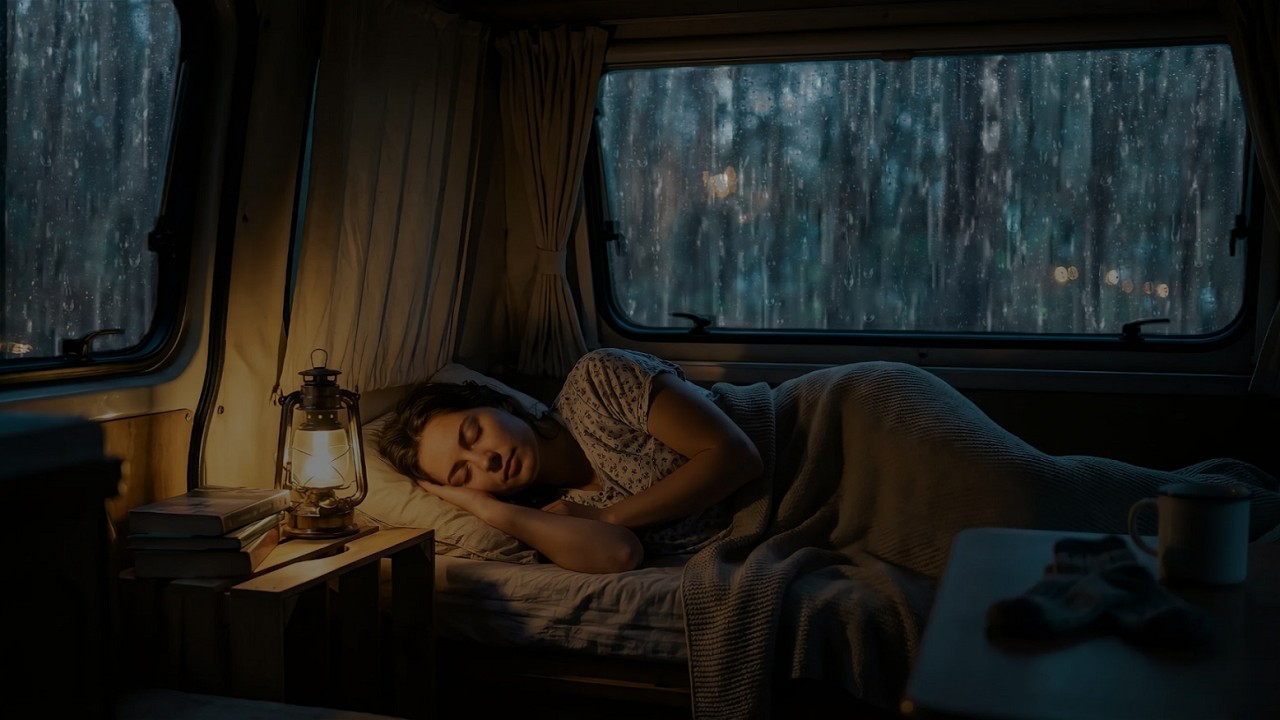 A Refreshing Sleep with Torrential Rain & Thunder Rattling on a Car in the Rainforest at Night