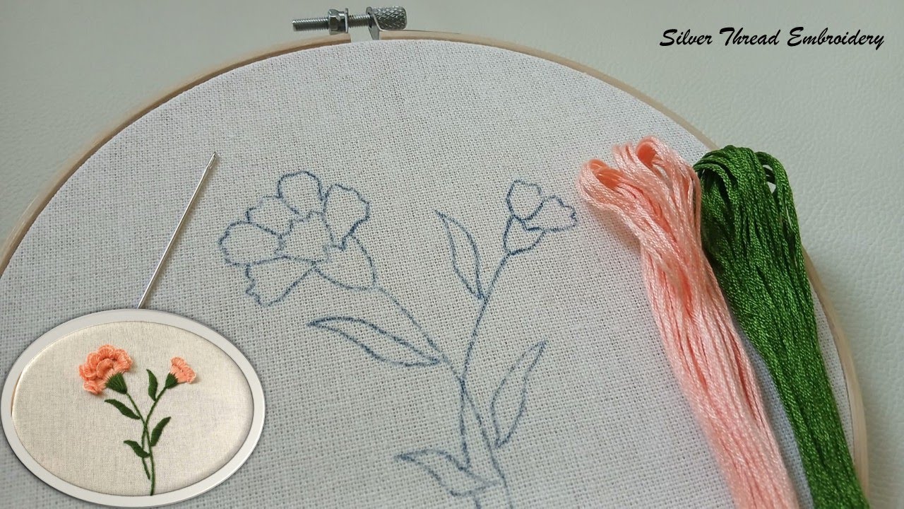 Stunning Carnation Flower Embroidery 🌸 Relaxing Needlework