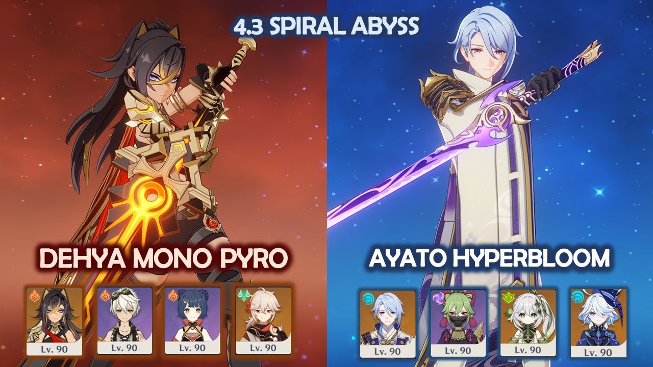Dehya Mono Pyro & Ayato Hyperbloom - 4.3 Spiral Abyss - Genshin Impact