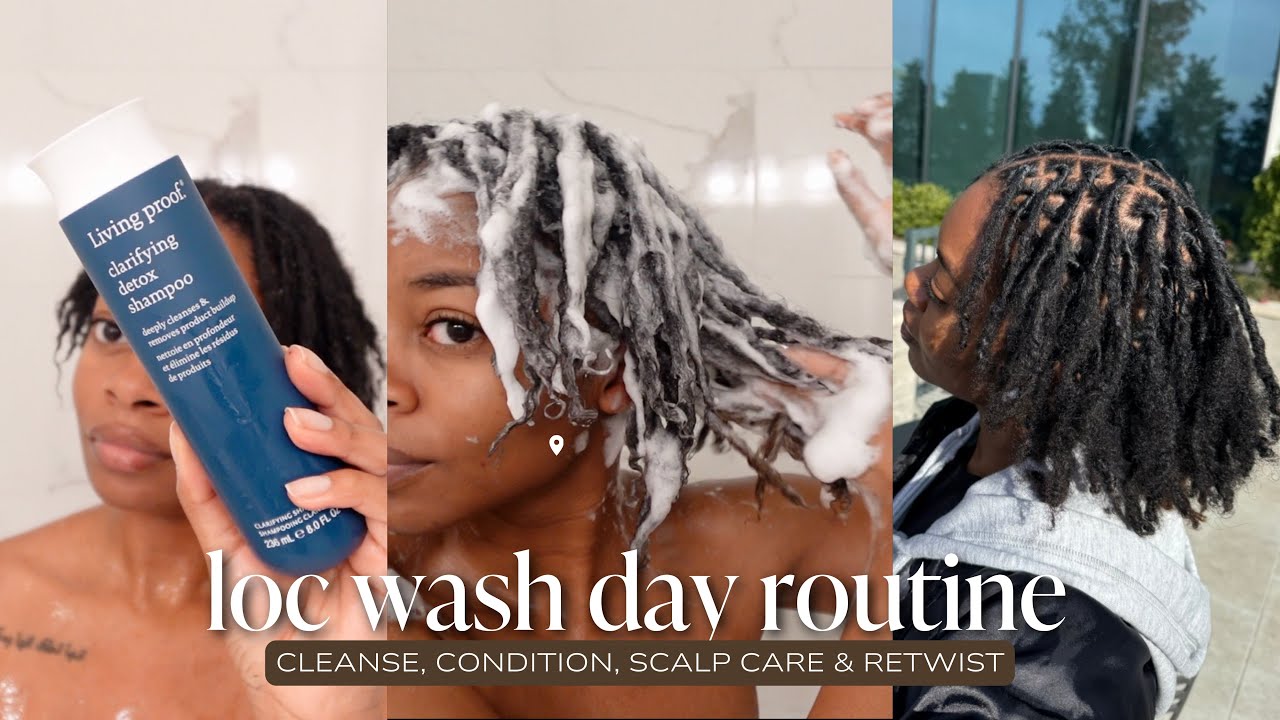 My Loc Wash Day Routine @8 Months! [ Deep Cleanse, Condition, Scalp Care + Retwist ]