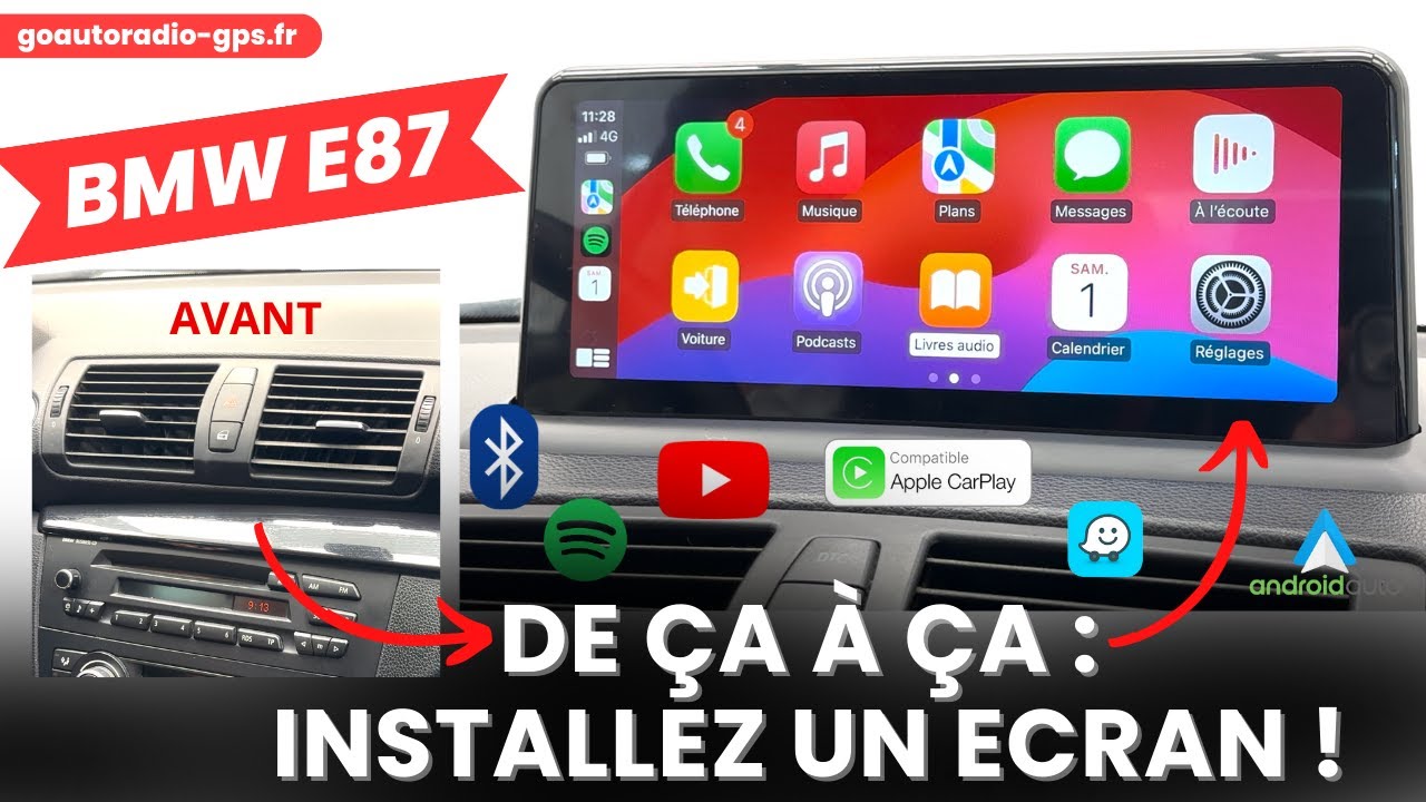 Installation d'un écran Android sur BMW série 1 E87 avec CarPlay et android auto