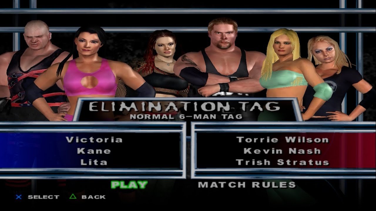 WWE SmackDown! HCTP - Victoria,Kane,Lita VS TorrieWilson,KevinNash,TrishStratus (ELIMINATION TAG)