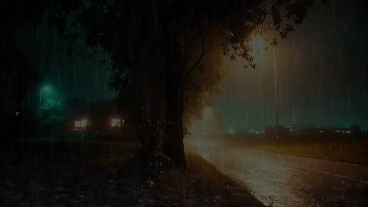 Warm Streetlight Rain at Night 🌧️ | Cozy Rain Sounds for Deep Sleep & Relaxation