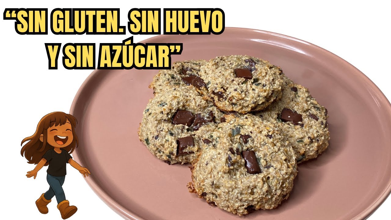 GALLETAS SIN GLUTEN, SIN AZÚCAR Y SIN HUEVO/ Cookies saludables con avena, plátano y chocolate