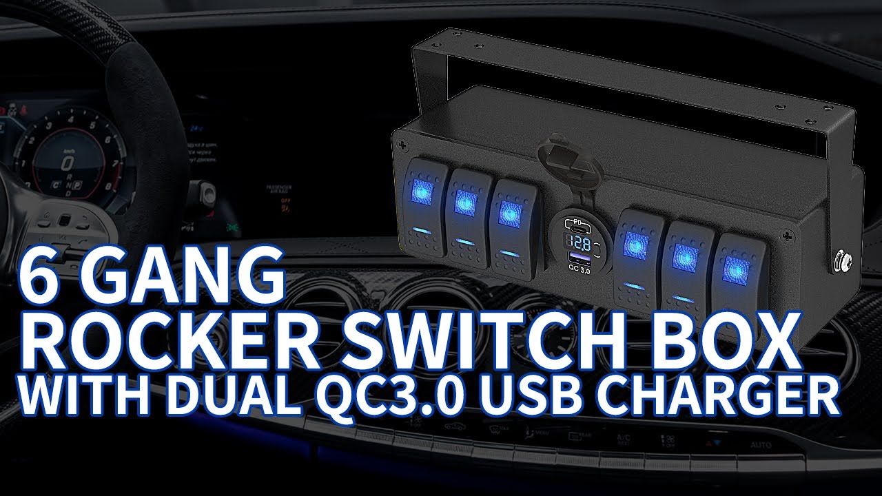 Upgrade Your Ride with the 6 Gang Rocker Switch Box and Dual USB Charger