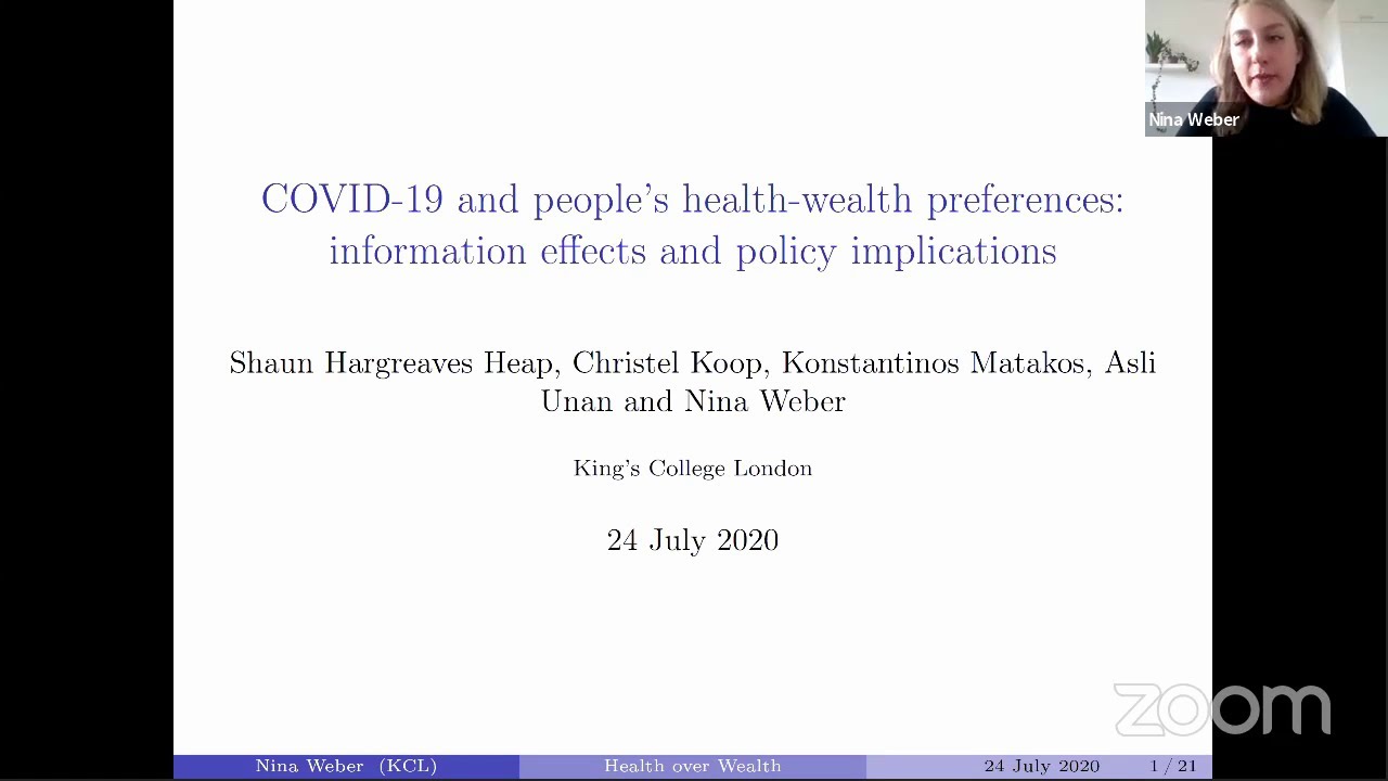 COVID-19 and People's Health-Wealth Preferences &ndash; Dr. Nina Weber