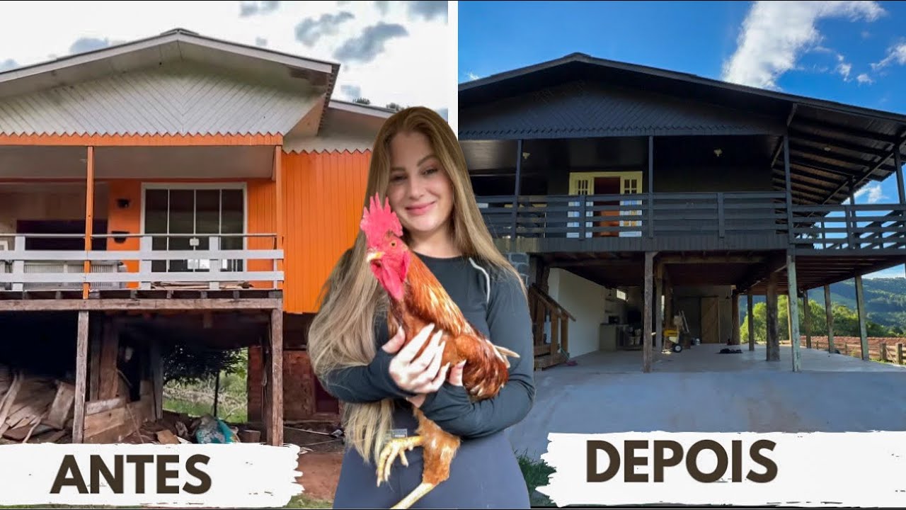 CASA DE MADEIRA ANTES E DEPOIS DA PINTURA | Vida na Chácara  #reforma #obra