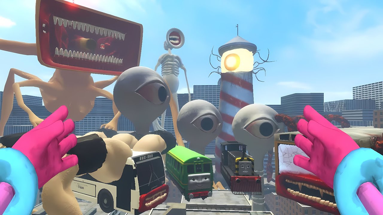 EVOLUTION OF MONSTERS: EYE TOWER,MEGAHORN,BUS EATER BUILDER,BUS EATER,TRIPOD,THOMAS TRAIN IN GMOD!!!