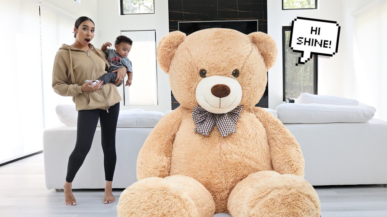 DADDY PRANKS BABY WITH HUGE TEDDY BEAR!!