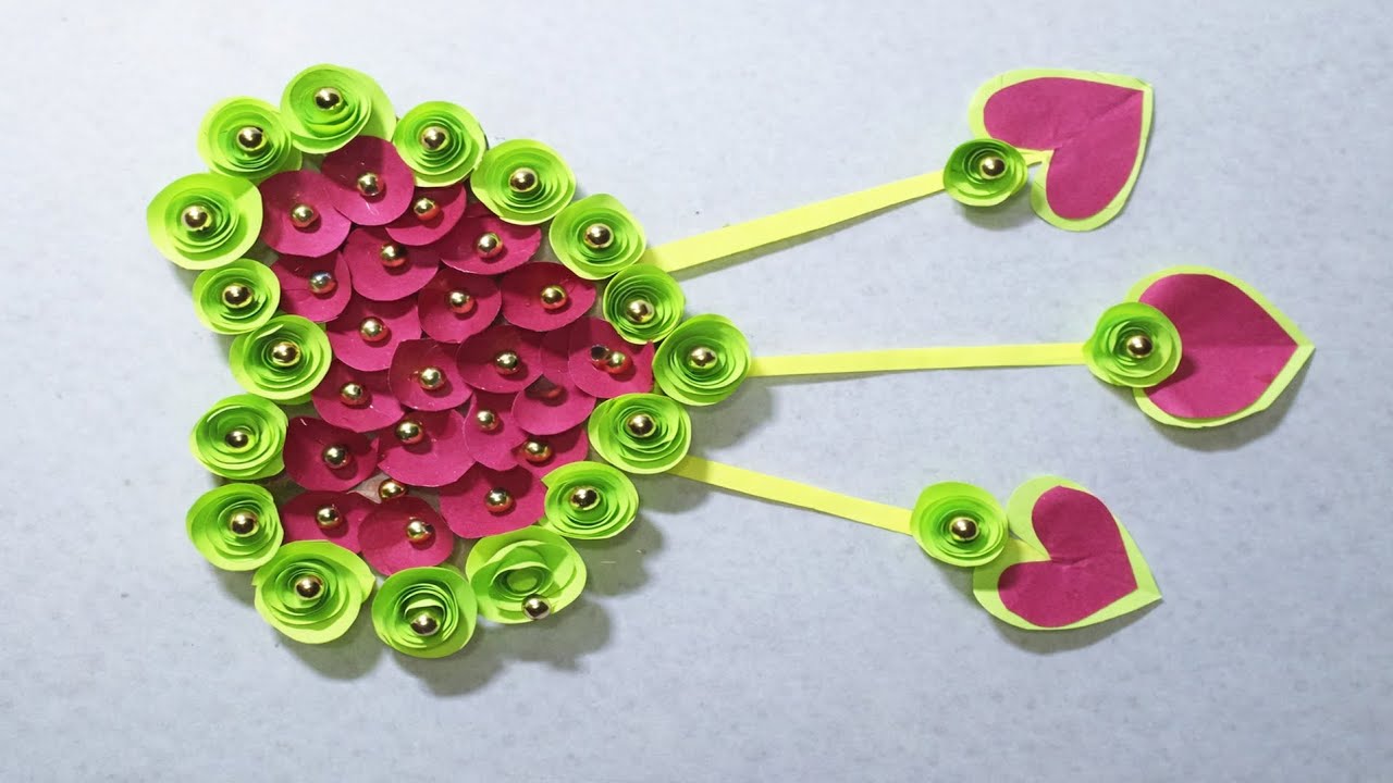 10 Quick Easy Paper Wall Hanging Ideas / Heart Flower Wall decor / Cardboard  Reuse /Room Decor DIY