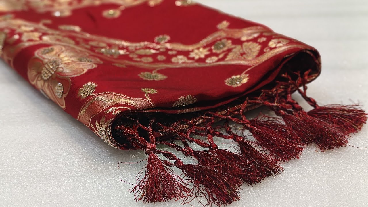 MAROON COLOR DESIGNER BANARASI SAREE IN STONE WORK & ZARI WORK