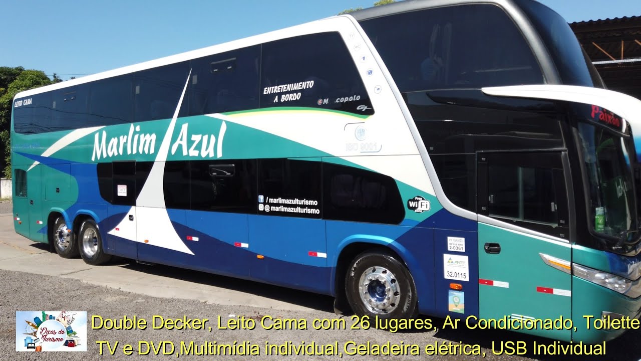 Ônibus Leito Cama da Marlim Azul com carroceria Marcopolo.