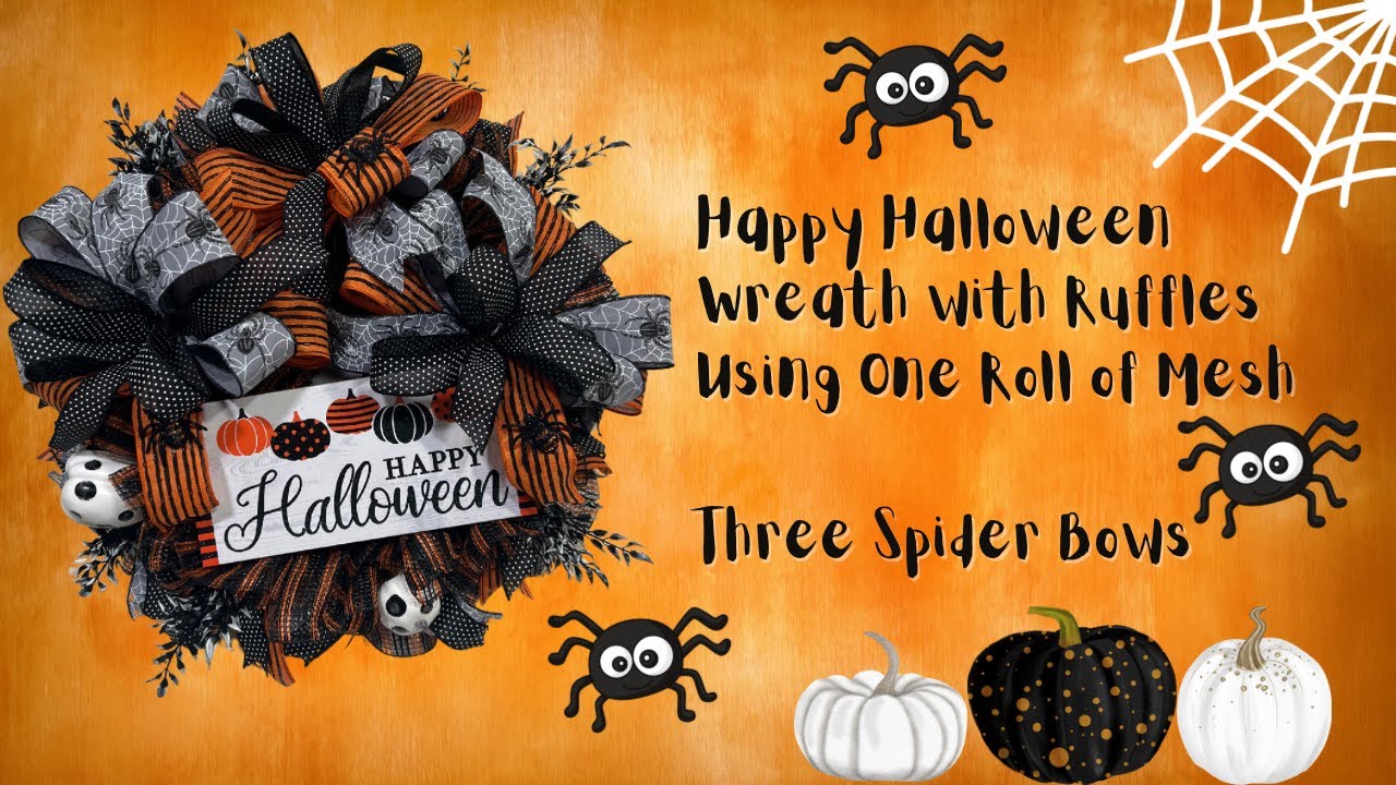 Halloween Pumpkin Wreath with ONE ROLL OF MESH |Crafting with Hard Working Mom |How to DIY