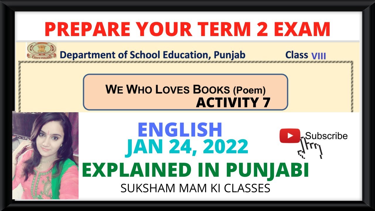 PSEB CLASS 8TH WE WHO LOVES BOOKS ACTIVITY 7 JAN 24TH 2022