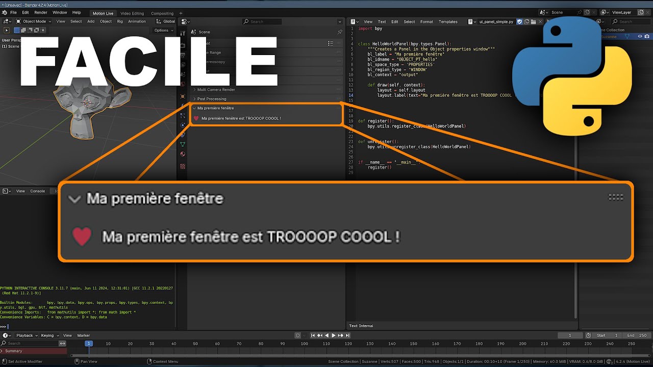 Comment HACKER Blender avec PYTHON et créer tes propres fenêtres !