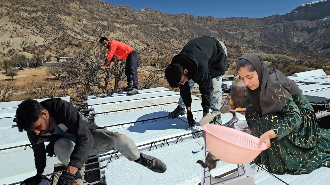 Laying the roof beams by Ali and Issa, preparing for concreting and family unity, part 2