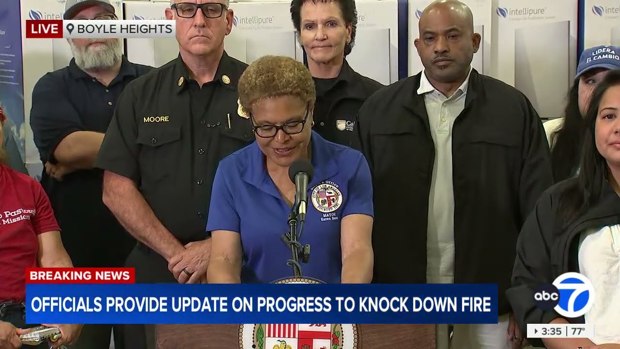 Officials provide update on progress to knockdown Boyle Heights warehouse fire
