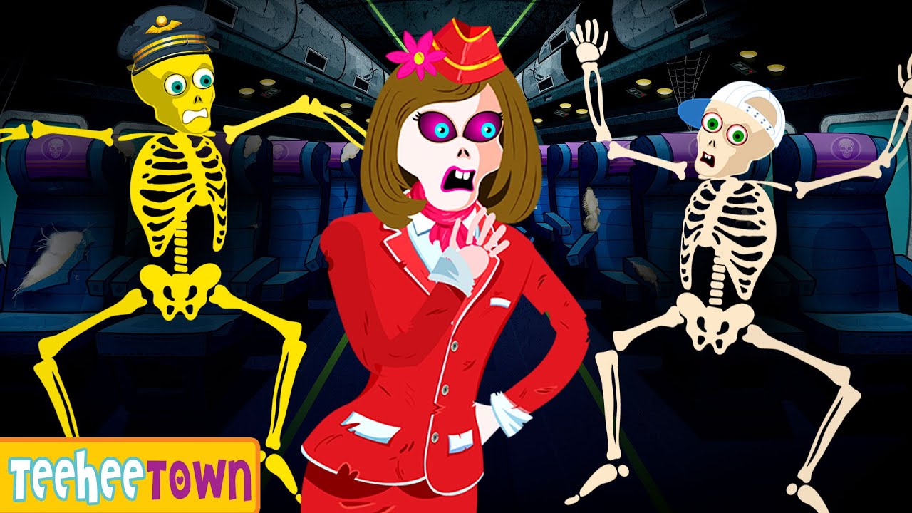 Angry Airhostess Shouting At Dancing Skeletons | Midnight Adventure | Spooky Rhymes for Teehee Town