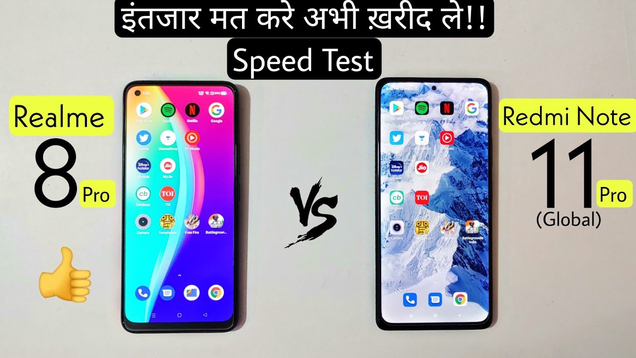 Realme 8 pro vs Redmi note 11 pro global Speed Test & Comparison