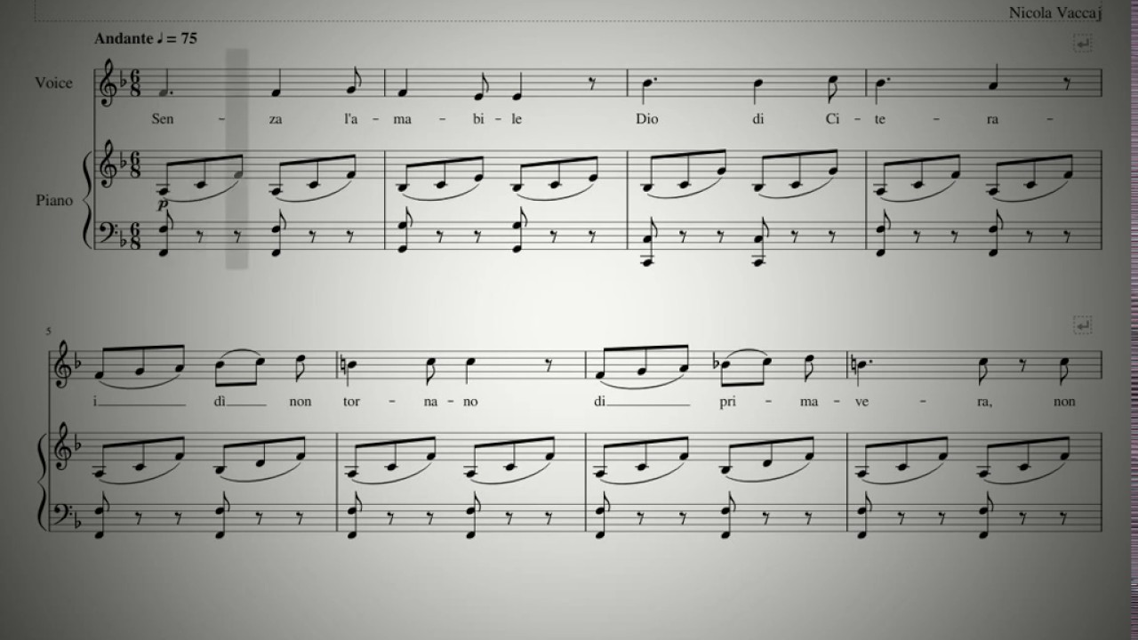 Nicola Vaccaj - Low Voice - 11 – The Appoggiatura – Senza l’amabile