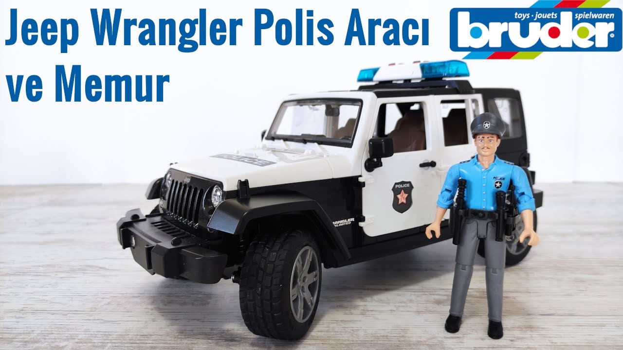 Bruder Jeep Wrangler U.R. polis aracı ve polis memuru oyuncağının kutu açılışı ve incelemesi
