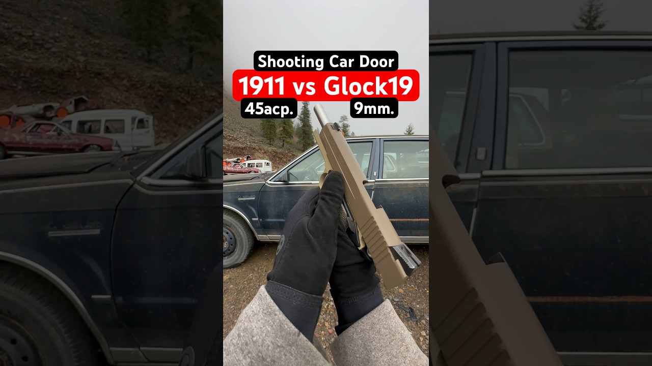 45 acp i 9 mm kontra drzwi samochodowe 45 acp to okropny wynik 🤪 #45acp #9 mm #pistolet #glock #h...
