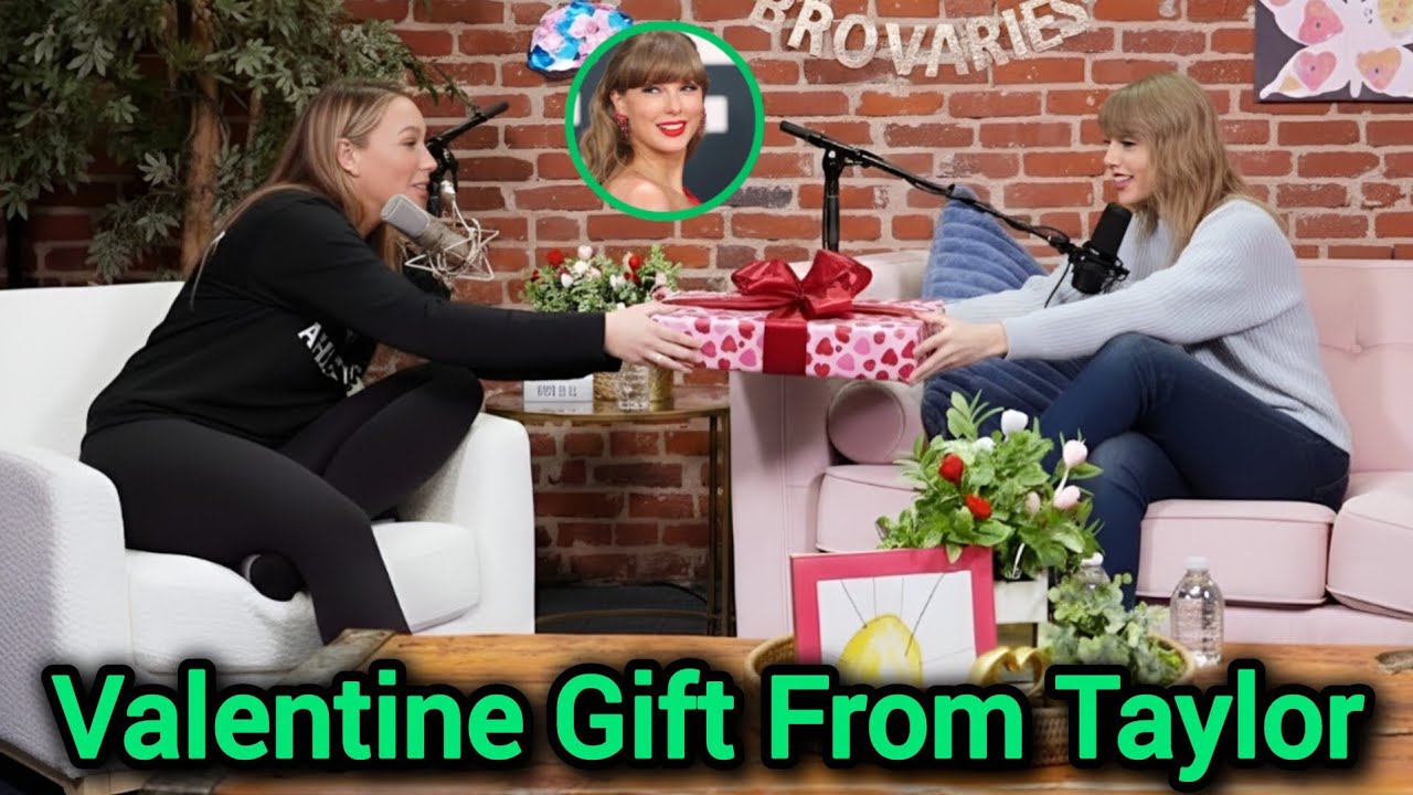 Kylie Kelce gets emotional as sister Inlaw Taylor Swift gives her a valentines gift on Podcast