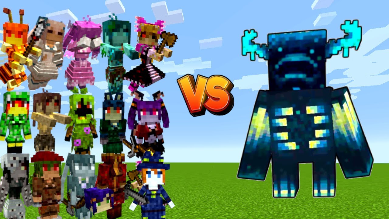 Warden Vs. Girls and Hostile Mobs in Minecraft
