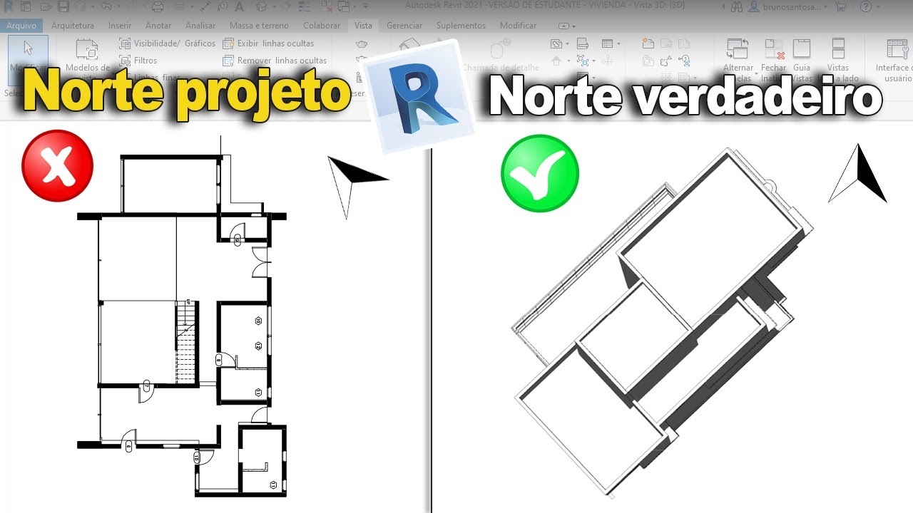 Rotacionar NORTE DE PROJETO e NORTE VERDADEIRO no Revit