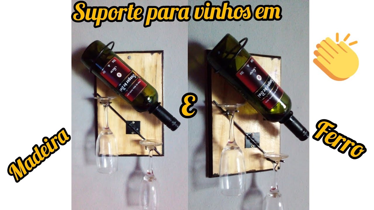 Suporte para vinhos( wine holder)como fazer,artesanato em madeira e Ferro.