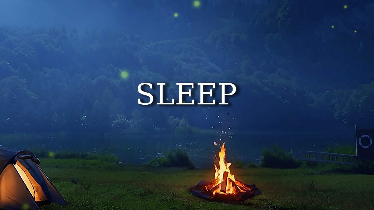 Campfire Sounds for Deep Sleep 🌙 Lake Water, Crickets & Owl Calls | No Music