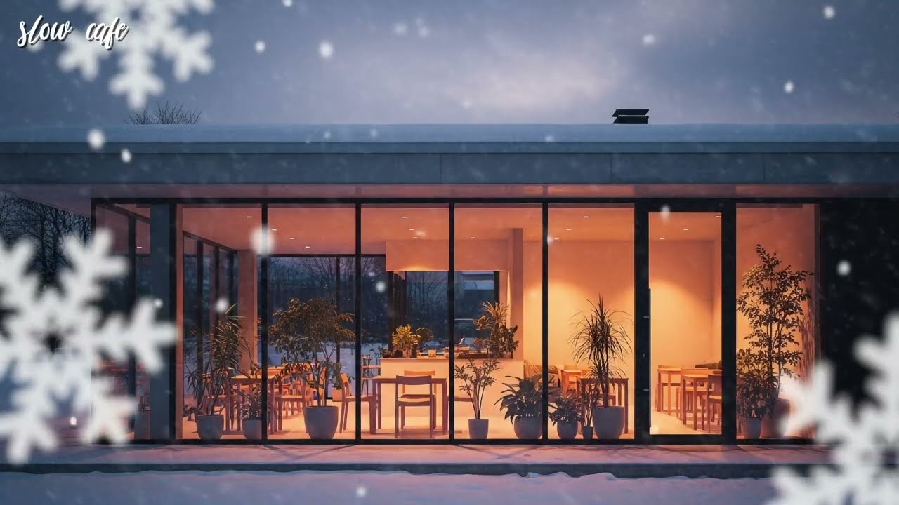 Snowy Window Jazz Café ☕ Calm & Positive Winter Mood | Background Music